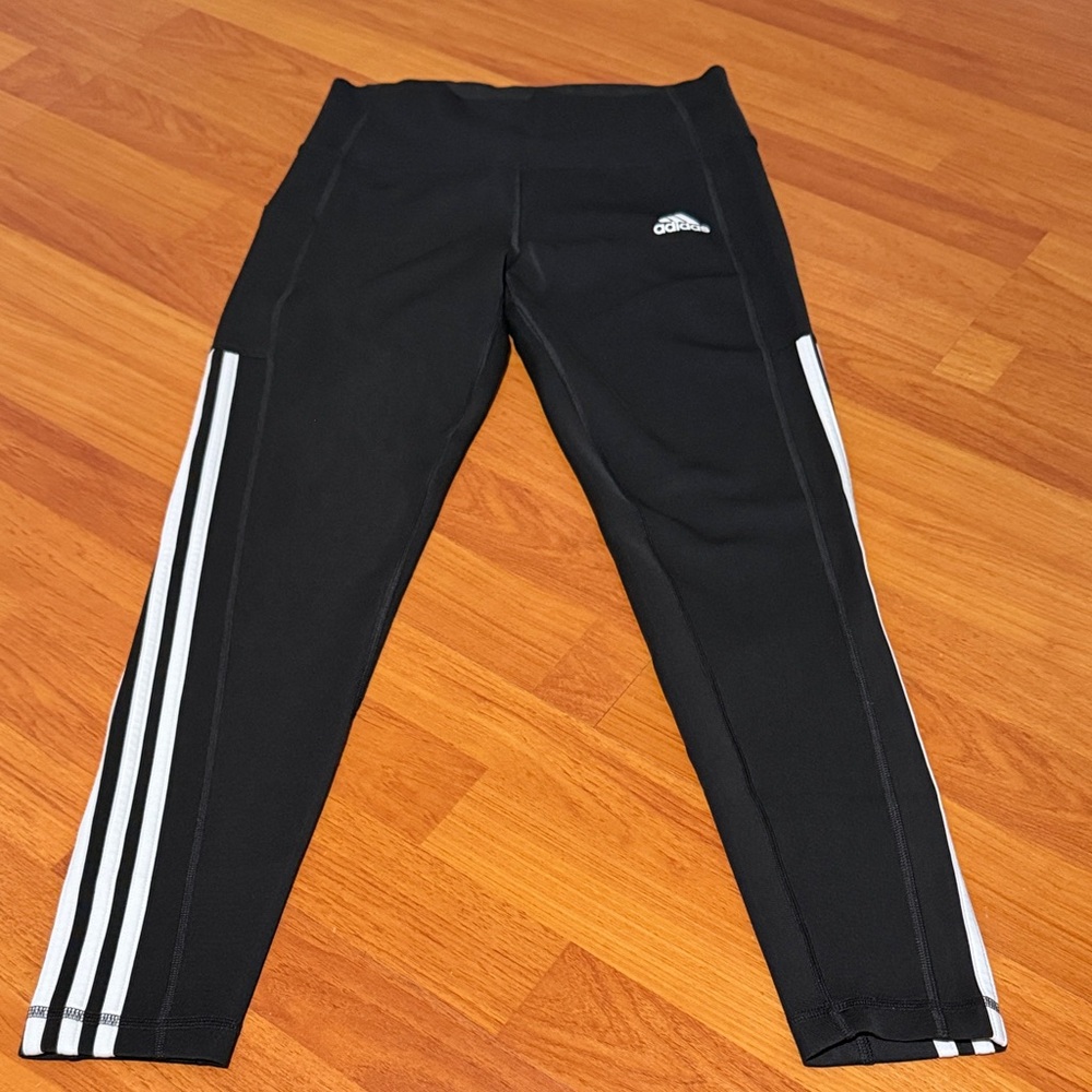 Adidas Aeroready Women's Black Leggings with White Stripes